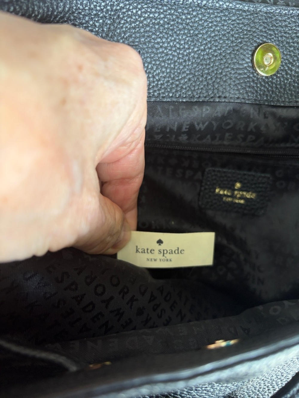 kate spade Black Pebbled Leather Drawstring Flap Backpack - Picture 6 of 11